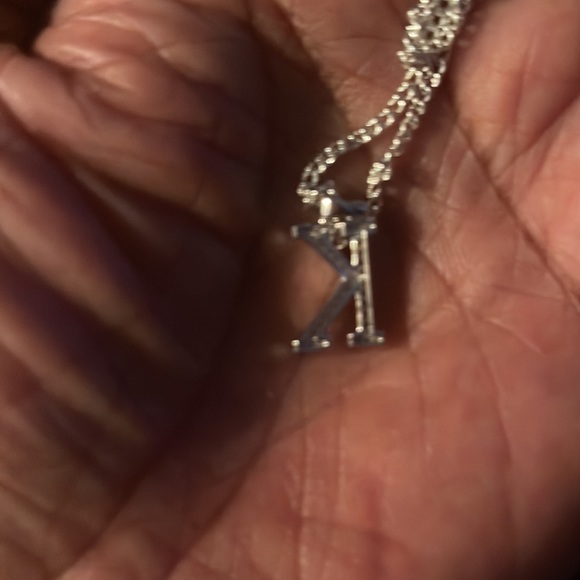 Sterling Silver 925 Letter “K”’CZ Pendant Necklace - Picture 6 of 6